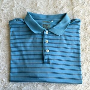 Vintage Adidas Polo Shirt Mens XL Blue ClimaCool Striped Golf Athleisure Outdoor